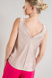 SATIN COWL NECK SLEEVELESS TOP