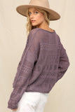 Purple Pointelle Knit Sweater