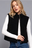 Black-FUR LINED CORDUROY PUFFER VEST