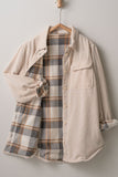 Ivory-Corduroy and Plaid Flannel Shacket