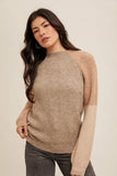 Mock Neck Color Block Sweater