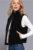 Black-FUR LINED CORDUROY PUFFER VEST