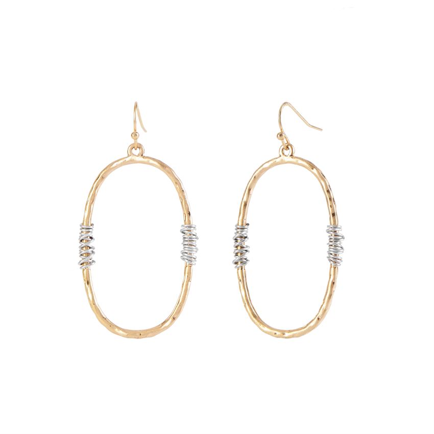 Gold Oval Wired Earrings