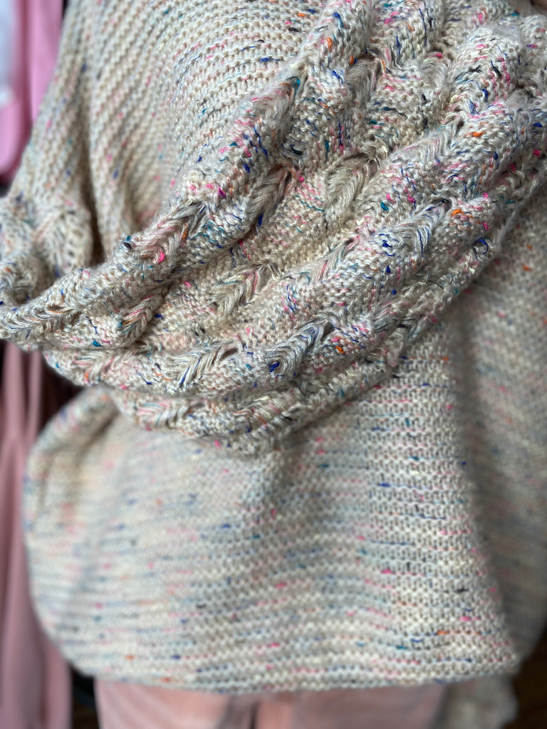 PLUS-Khaki Confetti Sweater