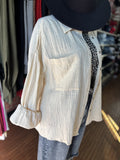 Oversized Button Down Top-Ivory