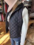 Black-SUEDE PIPING QUILTED PADDING VEST