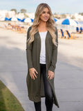 Split Hem Duster Cardigan-Olive