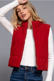 Chili Red-FUR LINED CORDUROY PUFFER VEST