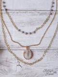 Grey Sliced Agate Gold Layered Necklace