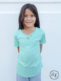 Girls-Tangled V-Neck Basics, Mint