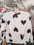 Girls-Ivory/Black Heart Sweatshirt