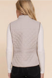 Taupe-SUEDE PIPING QUILTED PADDING VEST