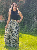 FLOWER PRINTED TIERED MAXI SKIRT