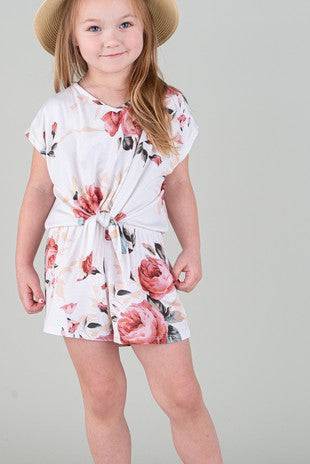 GIRLS Front Knot Floral Romper - Country Faith Boutique