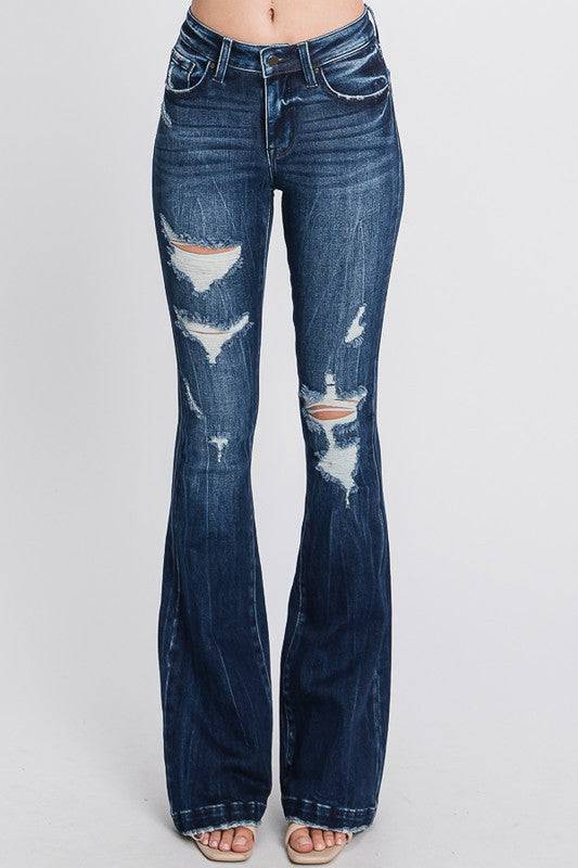 Mid Rise Flare Jeans - Country Faith Boutique