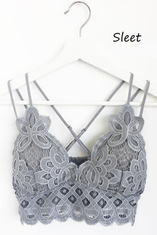PLUS HIGH NECK LACE CUTOUT BRALETTE WITH BRA PADS