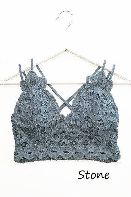 Crochet Lace Bralette-Stone - Country Faith Boutique