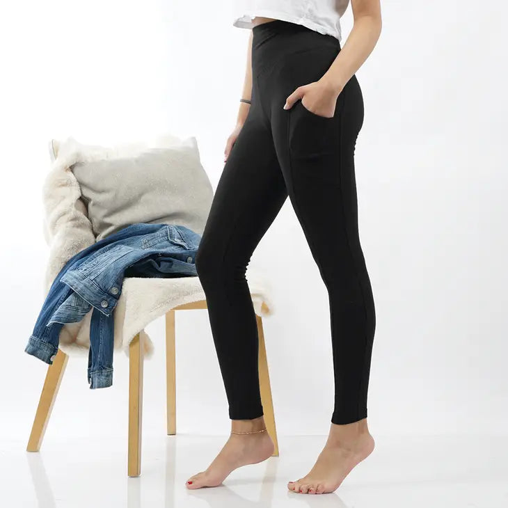 Wide Waistband Leggings With Pockets