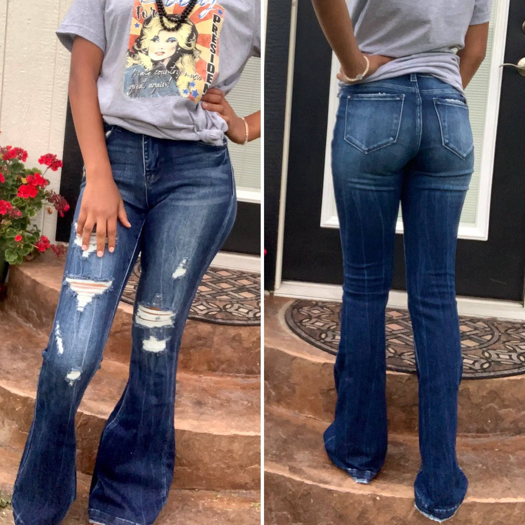 Mid Rise Flare Jeans - Country Faith Boutique