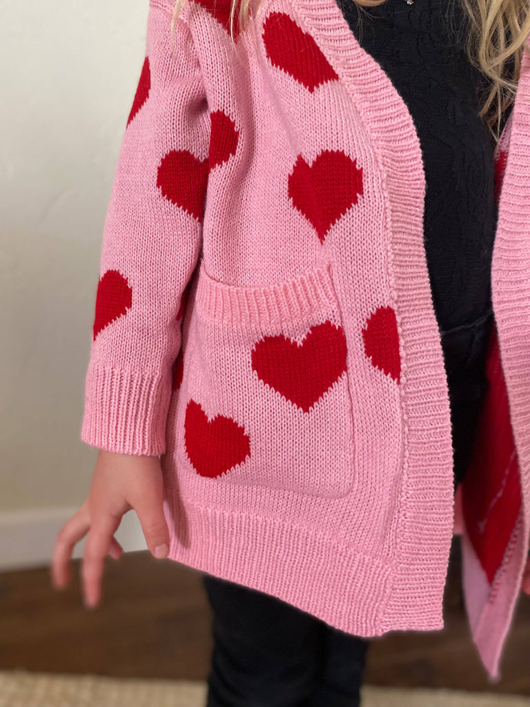 GIRLS Heart Valentine Cardigan - Country Faith Boutique