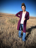 RIBBED TEXTURED CARDIGAN -PLUM - Country Faith Boutique
