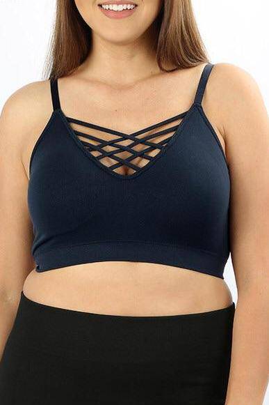 Navy Padded Adjustable Bralette-Plus - Country Faith Boutique