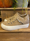 Hipster Smoked Twill Sneakers-Taupe - Country Faith Boutique