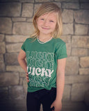 Kids-LUCKY Green Graphic Tee - Country Faith Boutique