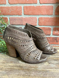 Taupe-Open Toe Booties - Country Faith Boutique