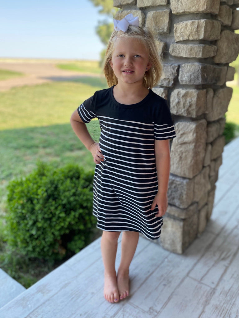 GIRLS-Striped T-Shirt Dress - Country Faith Boutique