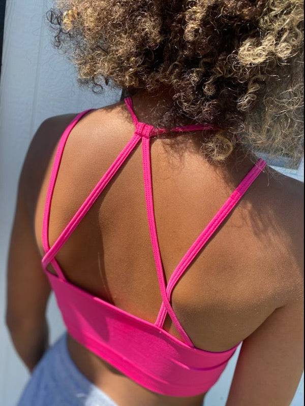 Seamless Triple Criss-Cross Padded Bralette HOT Pink 1X2X at  Women's  Clothing store
